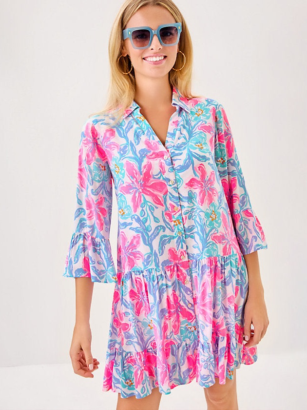 New Lilly Pulitzer Diantha Shirtdress In Beachside Haven Resort Coastal Nwt L4